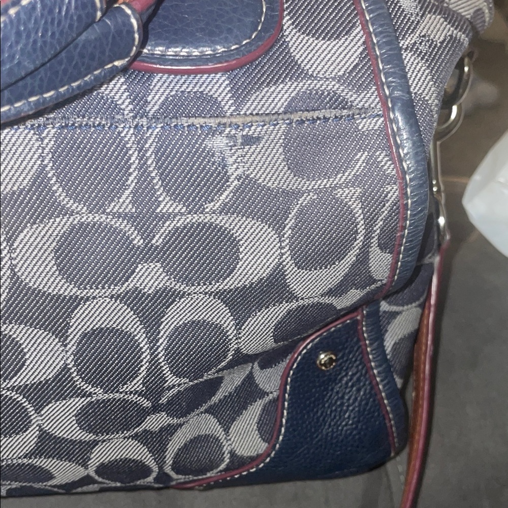 Coach Mickie Satchel  Signature C Denim and Leather Trim GUC - Picture 4 of 16